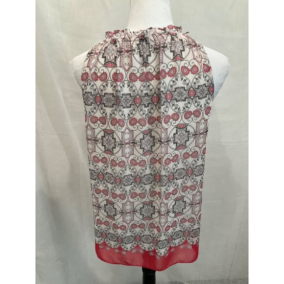 Max Studio Women's Sleeveless Halter Top Size S Floral Print 100% Polyester Red - Picture 3 of 6